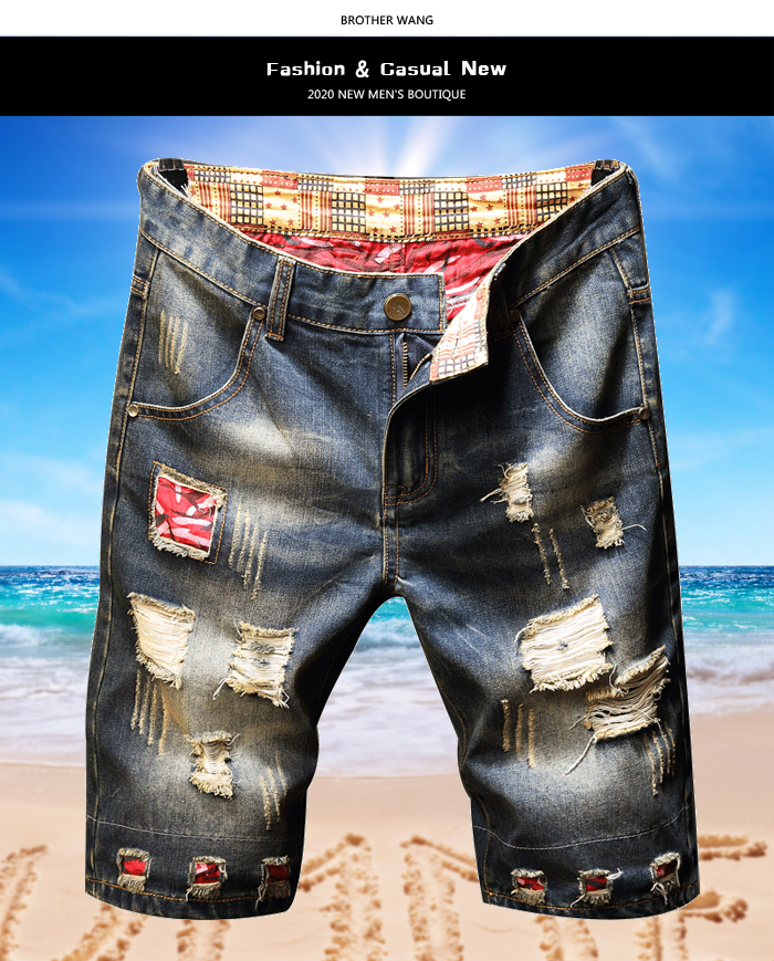 Men's Jeans Ripped Shorts 2020 Summer New Fashion Casual Vintage Slim Fit Denim Shorts Male Brand Clothes