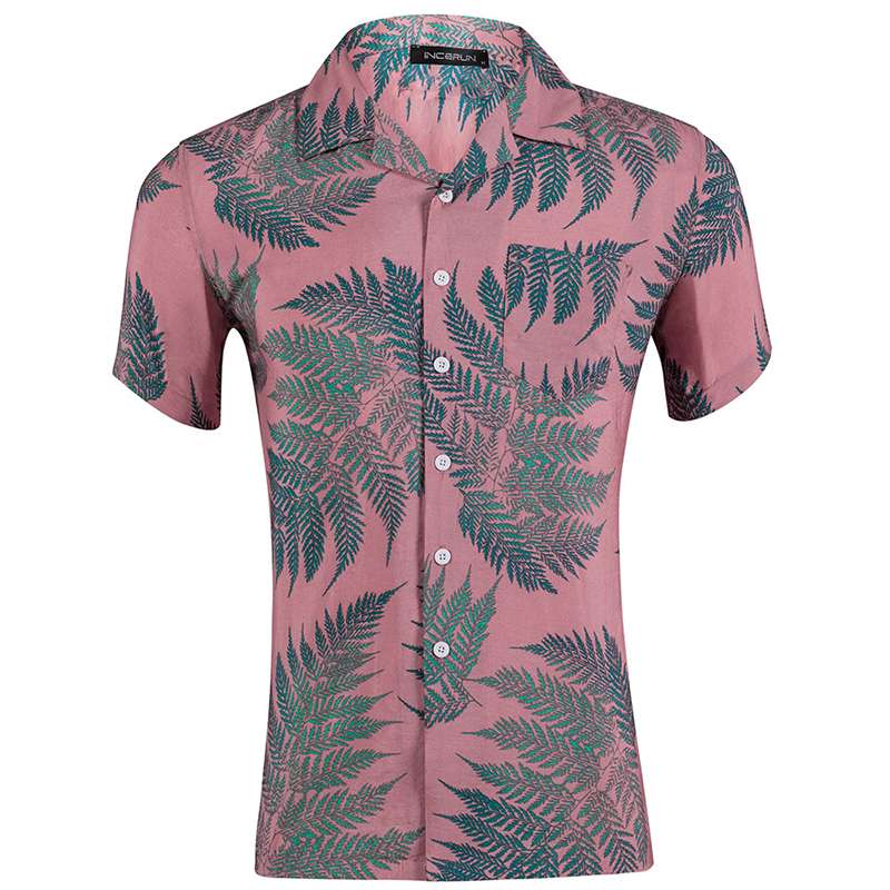 INCERUN Men Short Sleeve Lapel Printed Shirt Tropical Leaf Pattern Floral Shirt Casual Summer Hawaiian Holiday Camisa Tops S-5XL INCERUN Men Short Sleeve Lapel Printed Shirt Tropical Leaf Pattern Floral Shirt Casual Summer Hawaiian Holiday Camisa Tops S-5XL
