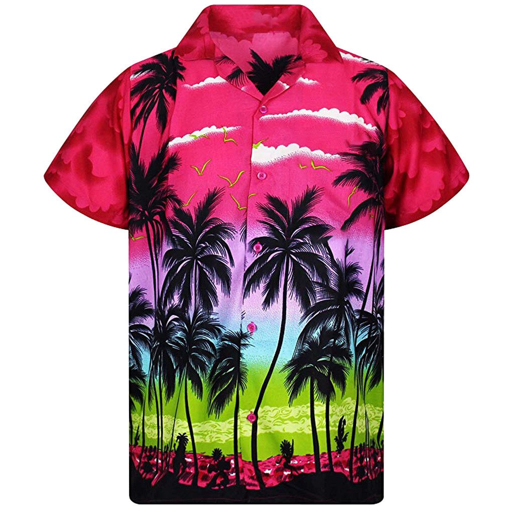 Short Sleeve Coconut Tree Printed Shirt Men Hawaiian Style Casual Loose Print Shirt for Men Loose Summer Beach Shirt Tops Short Sleeve Coconut Tree Printed Shirt Men Hawaiian Style Casual Loose Print Shirt for Men Loose Summer Beach Shirt Tops