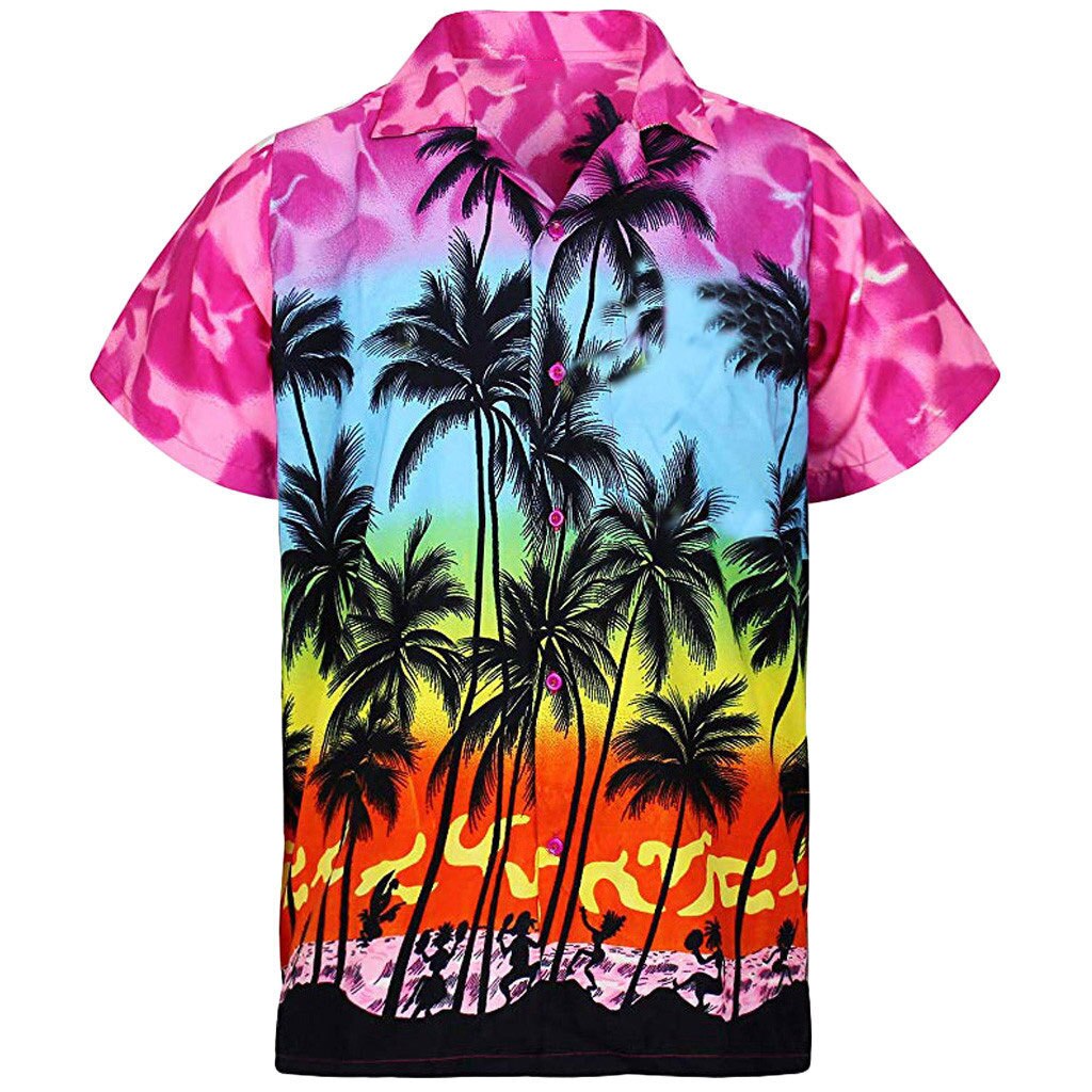 Short Sleeve Coconut Tree Printed Shirt Men Hawaiian Style Casual Loose Print Shirt for Men Loose Summer Beach Shirt Tops Short Sleeve Coconut Tree Printed Shirt Men Hawaiian Style Casual Loose Print Shirt for Men Loose Summer Beach Shirt Tops