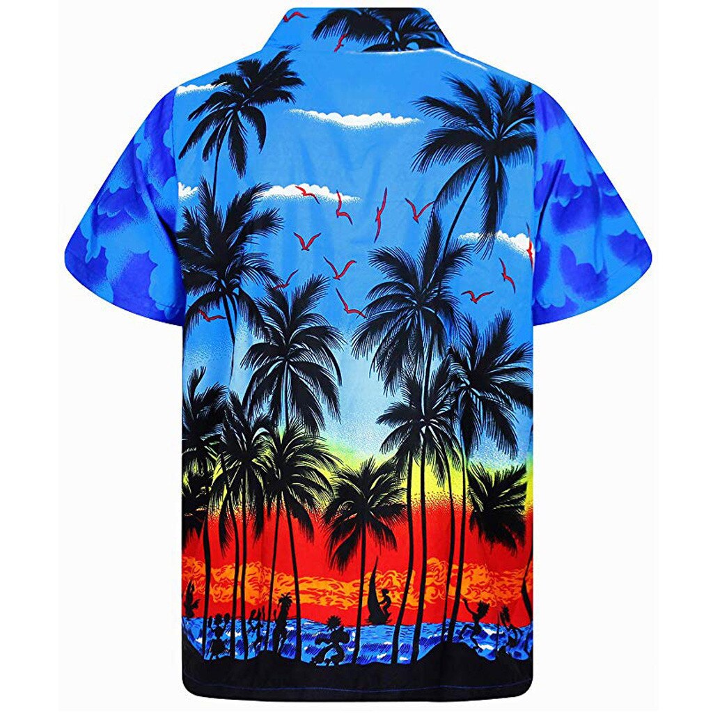Short Sleeve Coconut Tree Printed Shirt Men Hawaiian Style Casual Loose Print Shirt for Men Loose Summer Beach Shirt Tops Short Sleeve Coconut Tree Printed Shirt Men Hawaiian Style Casual Loose Print Shirt for Men Loose Summer Beach Shirt Tops