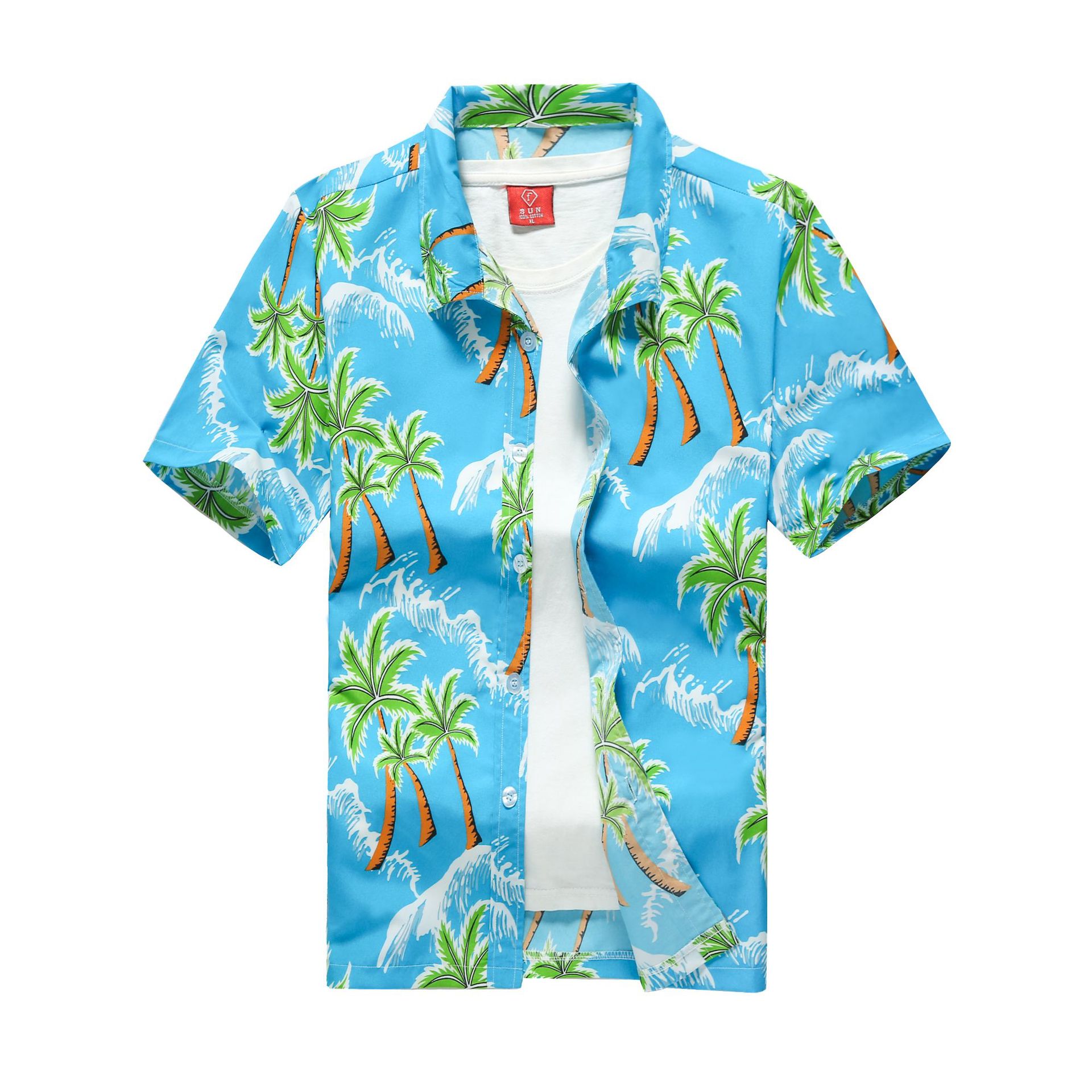 Hawaiian Shirts Surf Short Sleeve Beach Shirt Men (Minimum Order 500 pieces)