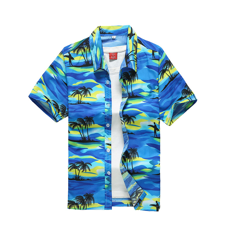 Hawaiian Shirts Surf Short Sleeve Beach Shirt Men (Minimum Order 500 pieces)