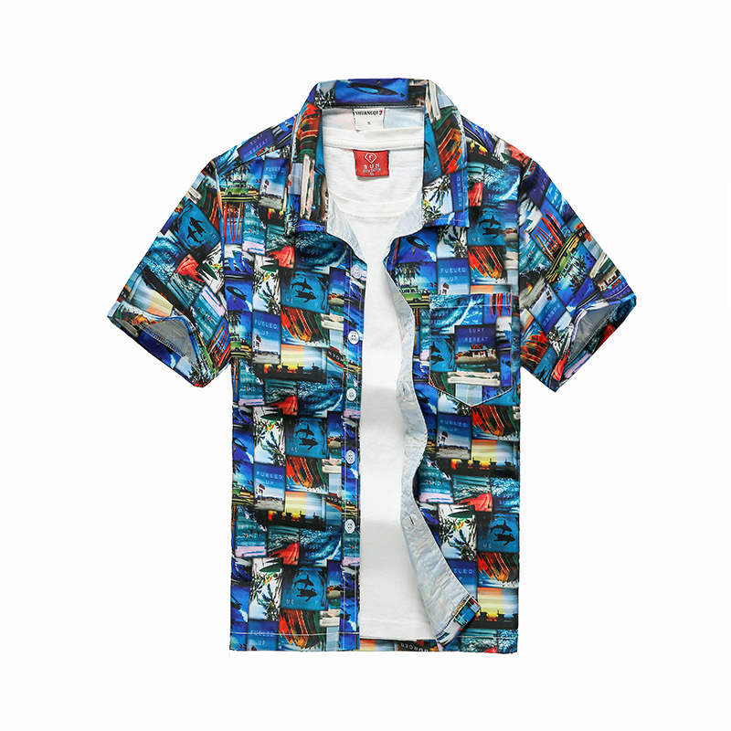 Hawaiian Shirts Surf Short Sleeve Beach Shirt Men (Minimum Order 500 pieces)