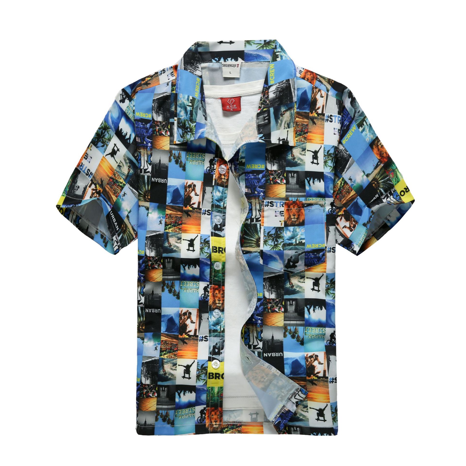 Hawaiian Shirts Surf Short Sleeve Beach Shirt Men (Minimum Order 500 pieces)