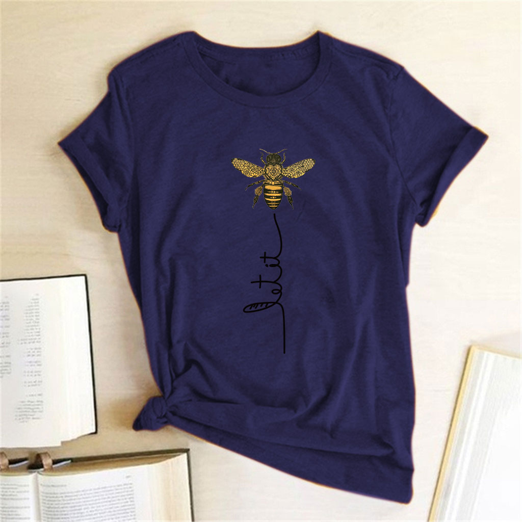 Women's Short Sleeve T-Shirt with Bee Print Women's Short Sleeve T-Shirt with Bee Print