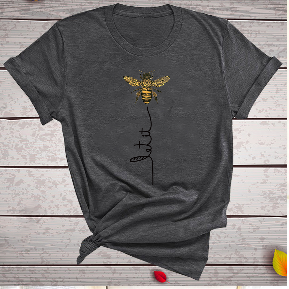 Women's Short Sleeve T-Shirt with Bee Print Women's Short Sleeve T-Shirt with Bee Print