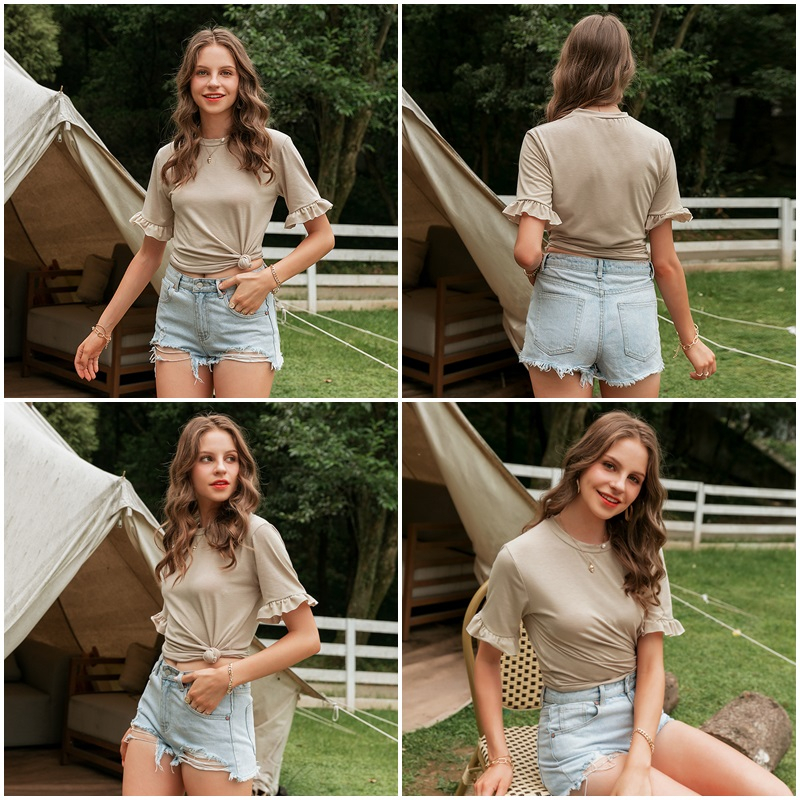 Casual Ruffled Women's T-Shirt in Multiple Sizes Casual Ruffled Women's T-Shirt in Multiple Sizes